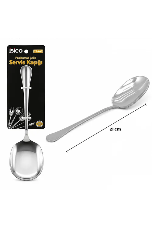Metal Servis Kaşığı - 21 cm - Krom Renk