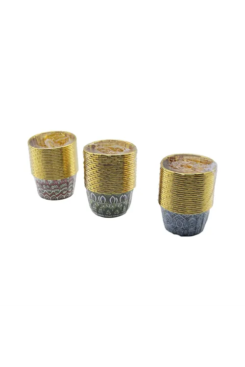 20'li Muffin Kek Kapsülü Seti - Kağıt - Gold - Folyolu