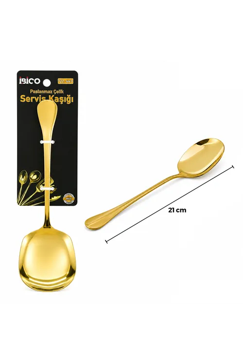Metal Servis Kaşığı - 21 cm - Gold Renk