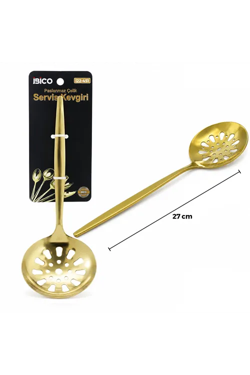 Metal Servis Kevgiri - 27 cm - Gold Renk