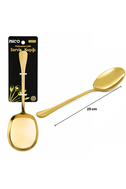Metal Servis Kaşığı - 25 cm - Gold Renk