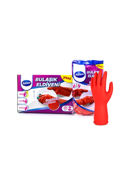 M Beden Temizlik ve Bulaşık Eldiveni - Doğal Pamuk Astarlı - Plastik