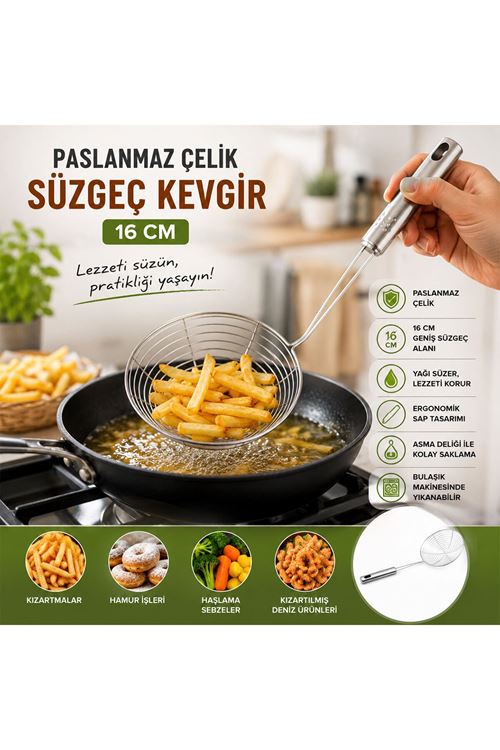Metal Kevgir - Paslanmaz Çelik - 16 cm