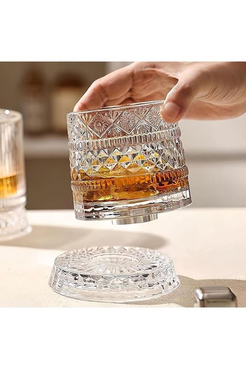 360 Derece Dönen Bardak - 280 ml - Kristal Cam