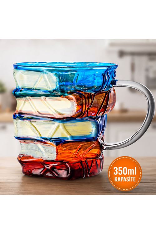 Kitap Tasarımlı Kupa Bardak - 350 ml Kapasite - El Çizimi Özel Tasarım - Dayanıklı Cam