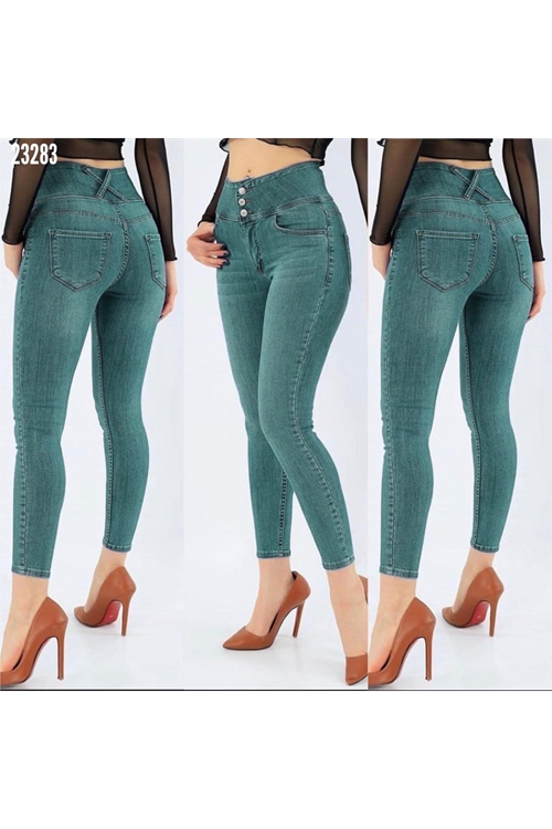 Yüksek Bel Likralı Jean Pantolon 90 Cm