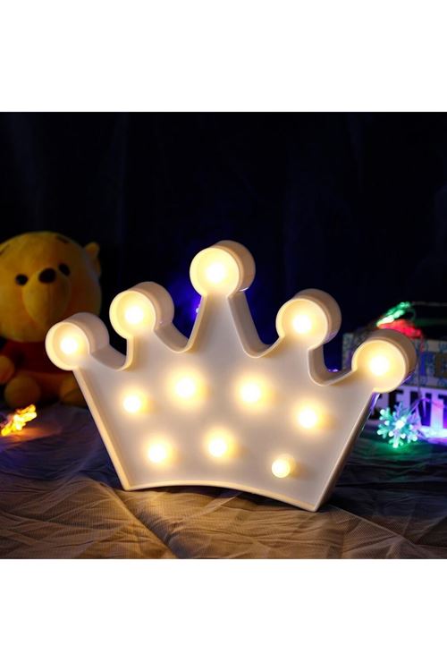 TBL Dekor® 3D Dekoratif Pilli Kraliçe Tacı Model Led Masa ve Gece Lambası