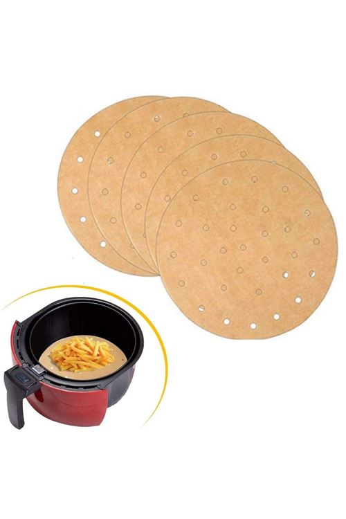 100 Adet  Air Fryer Pişirme Kağıdı Tek Kullanımlık Hava Fritözü Yuvarlak Delikli Model