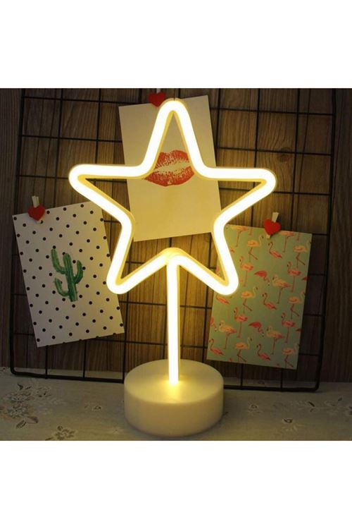 TBL Dekor® Yıldız Tasarımlı Neon Led Masa Ve Gece Lambası Dekoratif Işık