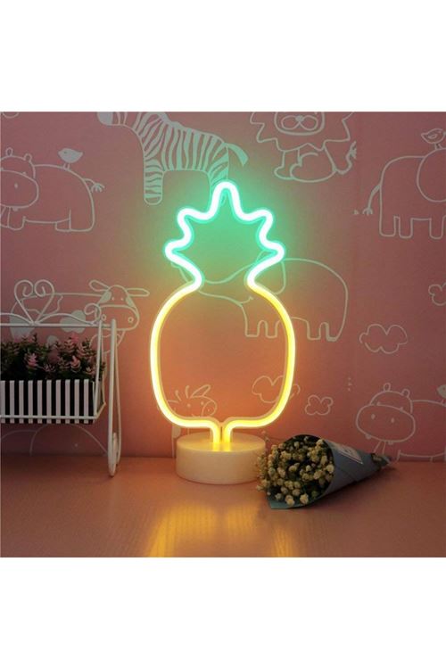 TBL Dekor® Dekoratif Ananaslı Neon Led Masa Ve Gece Lambası Hediyelik Lamba