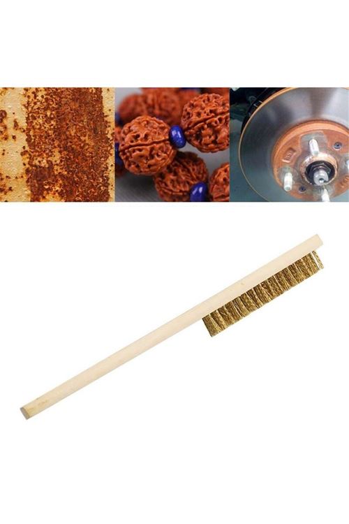 TBL Dekor® Metal Telli Fırça Ahşap Saplı Pas Kir Sökme Temizleme Fırçası