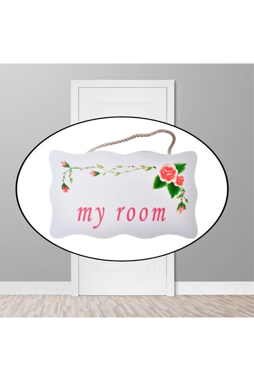 TBL Dekor® Decotown My Room Benim Odam Dekoratif Çiçek Desenli Kapı Askısı