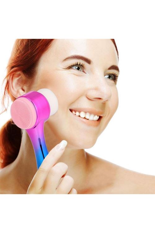 TBL Dekor® Çift İşlevli Renkli Cilt Yüz Temizleme Fırçası Peeling Masaj Etkili Gözenek Temizleyici Alet