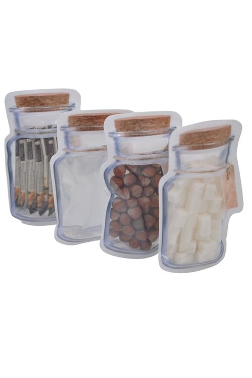 TBL Dekor® Kavanoz Görünümlü Kilitli Poşet Çıtçıtlı ve Pratik Torba 4 Adet