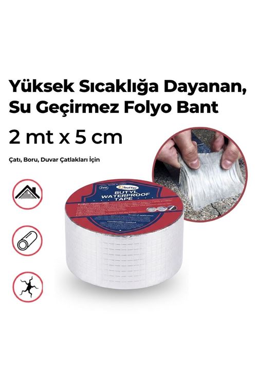 TBL Dekor® 2 Mt Yüksek Sıcaklık Dayanan Su Geçirmez Çatı  Duvar Çatlak Onarıcı Yapışkan Bant Folyo 5 Cm