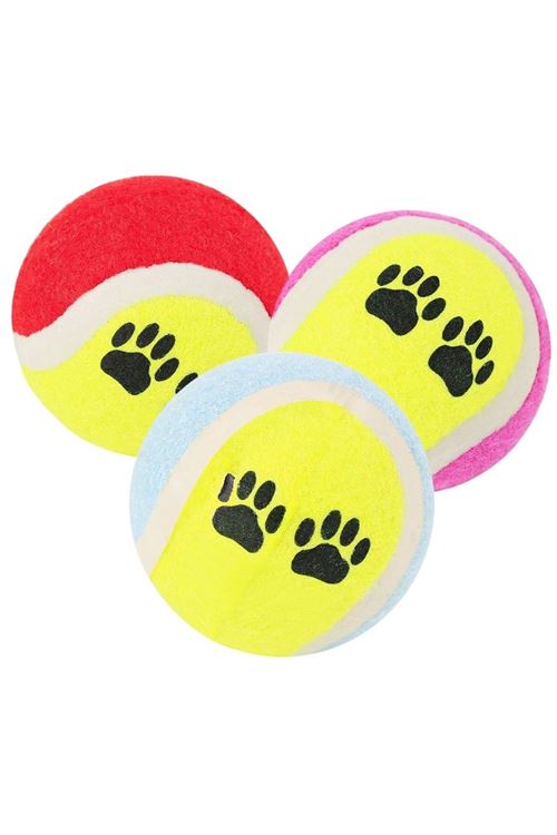 TBL Dekor®  3lü Renkli Desenli Tenis Topu Kedi Köpek Oyuncağı