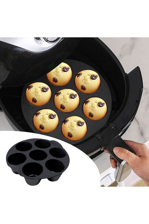 TBL Dekor® 7 Gözlü Silikon Çok Amaçlı Airfryer Muffin Cupcake Kek ve Çörek Pişirme Kalıbı