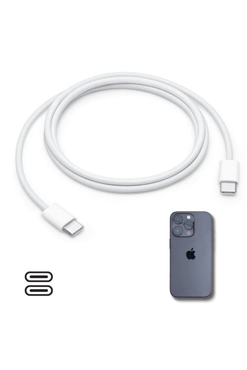 TBL Dekor® Apple 15/15 Pro Type-C to Type-C Hasır Örgü Hızlı Şarj Kablosu (1m)