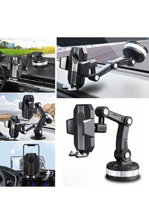TBL Dekor® Jel Vantuzlu Cama Takılabilen Güçlü 360 Derece Dönebilen Ayarlanabilir Araç Içi Vantuzlu Telefon Tutucu