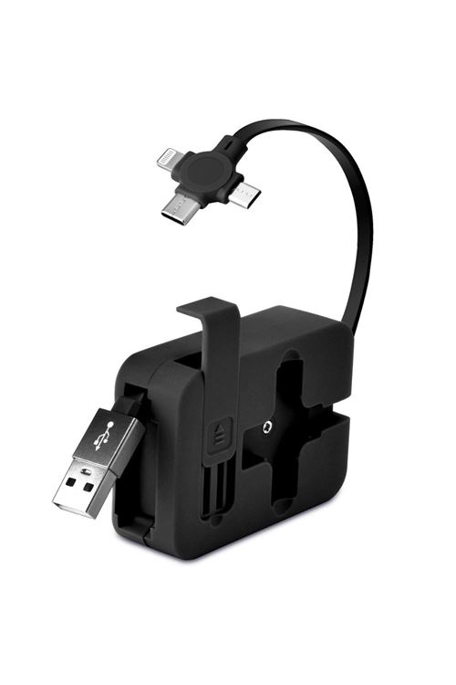 TBL Dekor® Cep Tipi Telefon Tutuculu Makaralı Uzayıp Kısalabilen 3'ü 1 Arada USB Şarj Kablosu