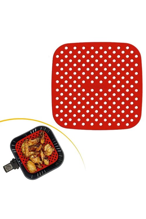 TBL Dekor® Siyah Isıya Dayanıklı Yıkanılabilir Silikon Fırın Ve Airfryer Kare Model Pişirme Matı 21,5 Cm