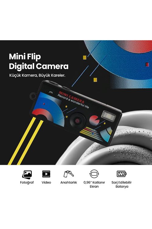 Dijital Mini Anahtarlık Kamerası - Katlanır Ekran - 1080p Çözünürlük