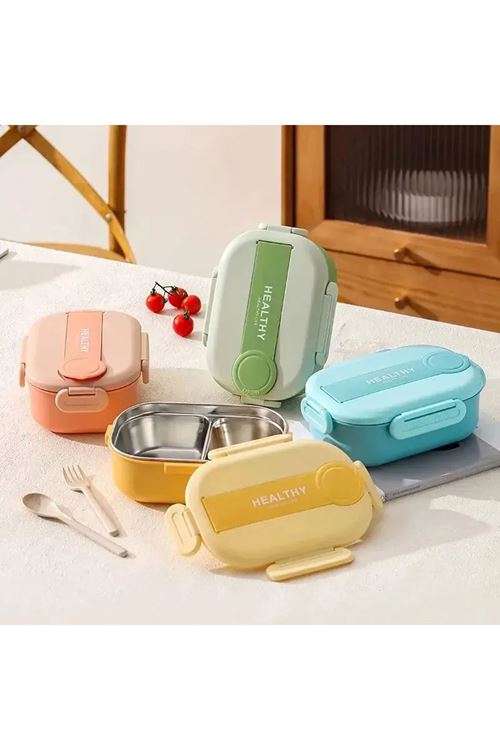 2 Bölmeli Yemek Kabı - 304 Paslanmaz Çelik - 900 ml