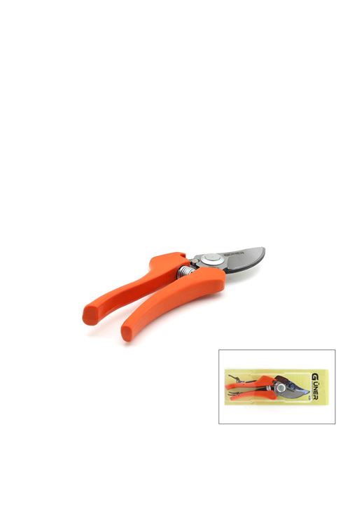 Geniş Ağızlı Bağ Makası - Metal - Turuncu Saplı