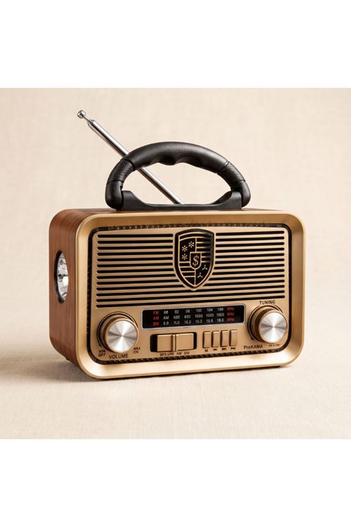 Solar Panelli LED Fenerli FM Radyo - Nostaljik Tasarım - Şarjlı - Bluetooth Özellikli