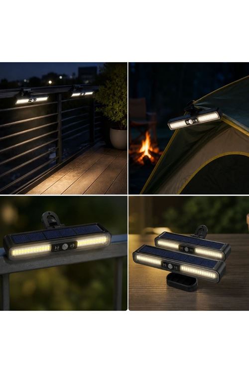 2'li Mandallı LED Solar Lamba - 36 LED - Hareket Sensörlü - 3 Modlu