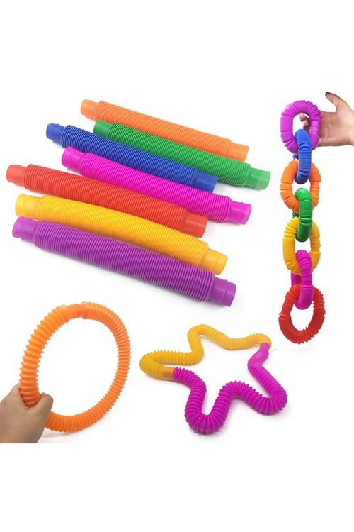 Boru Oyuncak - 6'lı Set - Rengarenk - Plastik