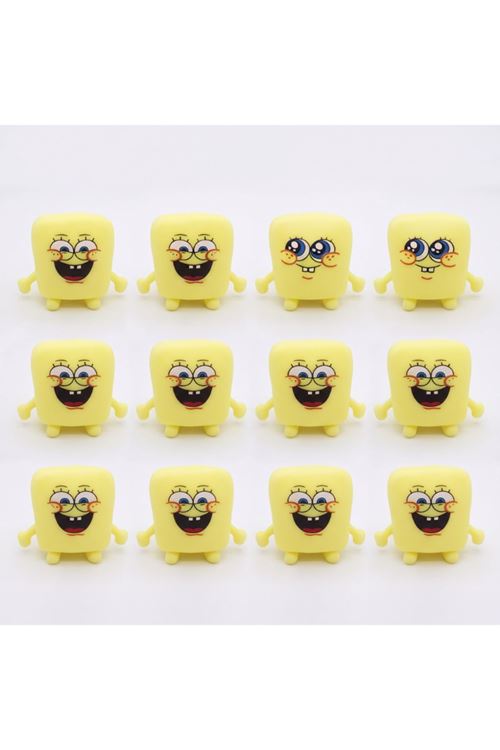 Sünger Bob Tasarımlı Squishy - 12'li Paket - Yumuşak Oyuncak - Farklı Model