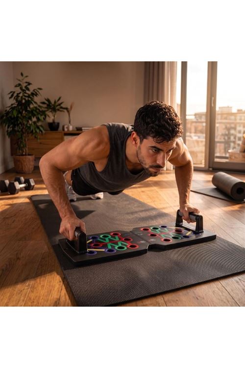 Çok Fonksiyonlu Renk Kodlu Şınav Tahtası - Katlanabilir Spor Aleti