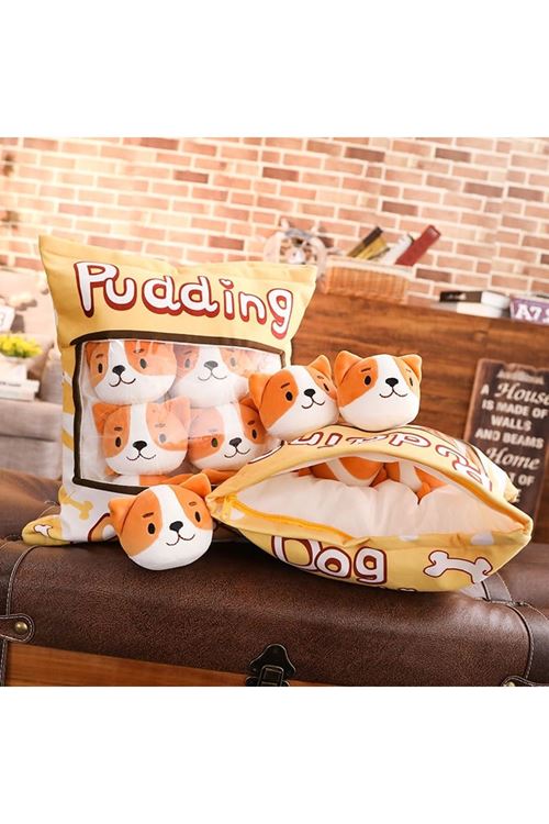 Pudding Peluş Yastık - 8 Mini Peluş - Oyuncaklı Yastık