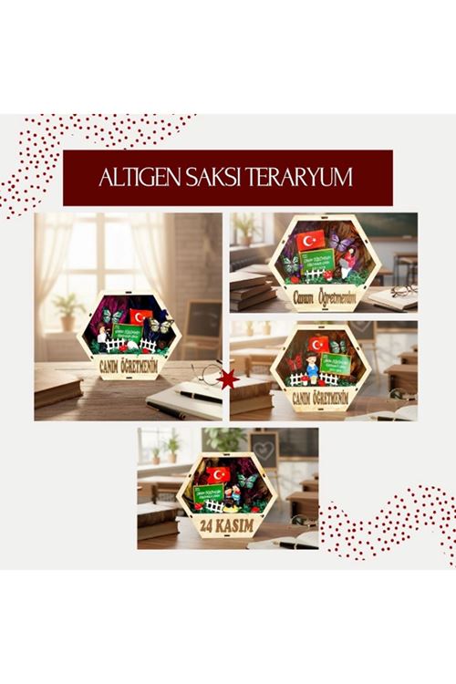 Altıgen Saksı Teraryum - Öğretmenler Günü Hediyesi