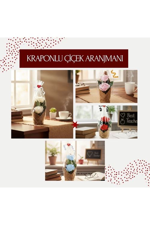 Kraponlu Çiçek Aranjmanı - Öğretmenler Günü Hediyesi