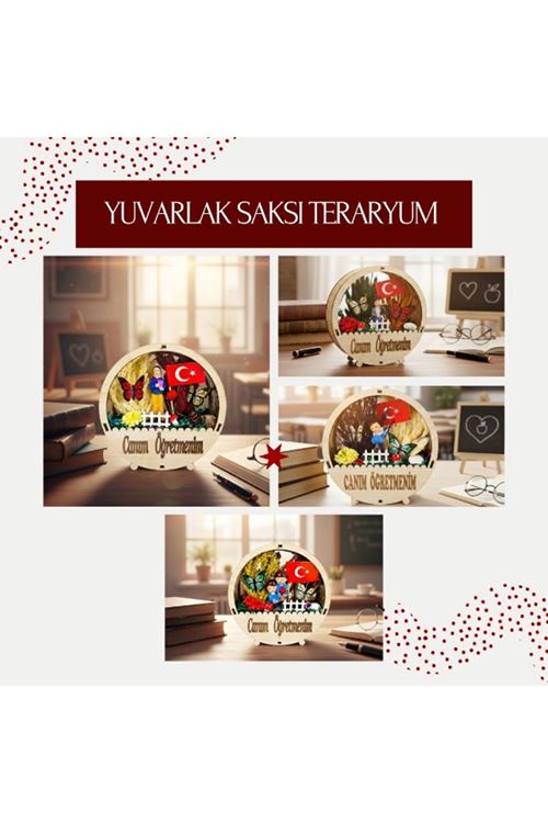 Yuvarlak Saksı Teraryum - Öğretmenler Günü Hediyesi