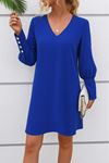 Kadın Uzun Kollu V Yakalı Kısa Ithal Krep Elbise