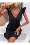 Kadın Kısa Kollu V Yakalı Viskon Elbise