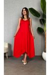 Kadın Omuz Askılı Toka Detay Maxi Boy Elbise