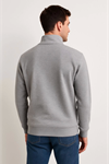 Erkek Dik Yaka Sweatshirt Dik Yaka Yarım Fermuarlı 3 İplik Şardonlu Pamuk Kumaş - Gri