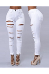 Kadın Yüksek Bel Lazer Yırtık Desenli Kot Pantolon