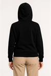 Üç İplik Kapüşonlu Tam Fermuarlı Kanguru Çepli SweatShirt Hoodie - Siyah