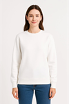 Üç İplik Düz Bisiklet Yaka SweatShirt - Beyaz