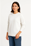 Üç İplik Düz Bisiklet Yaka SweatShirt - Beyaz