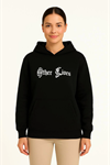 Üç İplik Kapşonlu ön Ve Arka Baskılı SweatShirt Hoodie- Siyah