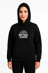 Üç İplik Kapüşonlu Ön Ve Arka Baskılı SweatShirt Hoodie - Siyah