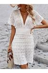 Kadın Kısa Kollu V Yakalı örme Triko Elbise