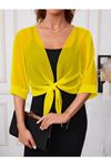 Kadın Truvakar Kollu önden Bağlamalı Kısa şifon Bolero Ceket