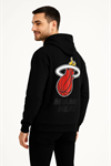 Üç İplik Kapüşonlu Ön Ve Arka Baskılı SweatShirt Hoodie - Siyah